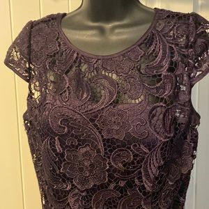 I LOVE THIS DRESS! Gorgeous eggplant lace over polyester slip. Perfect MOTB.